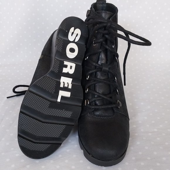 Sorel Women's Joan Uptown Black Oiled Leather Waterproof Lace Up Bootie - Picture 6 of 11